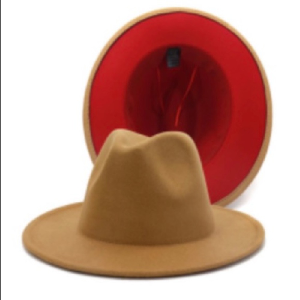 Tan Red Rim Fedora